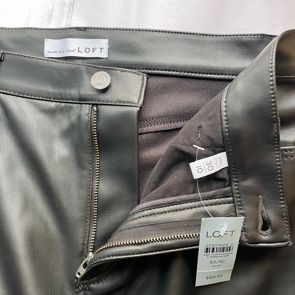 LOFT Black Straight Leg Faux Leather 5-Pocket Pants - Picture 5 of 5